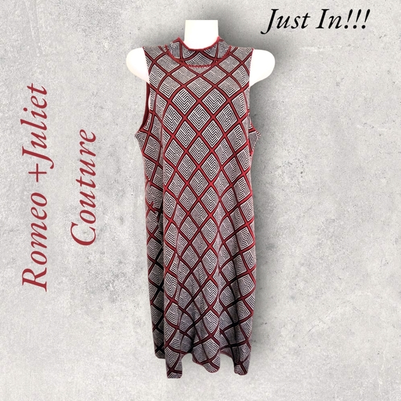 Romeo+Juliet Couture Burgundy Designer Mock Neck Sleeveless Midi Sweater Dress - Picture 1 of 13